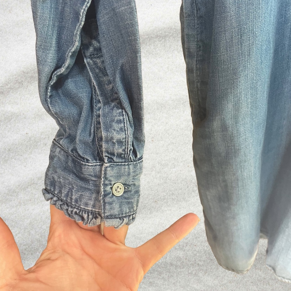 LOFT Ruffled Denim Mini Dress - Picture 4 of 8